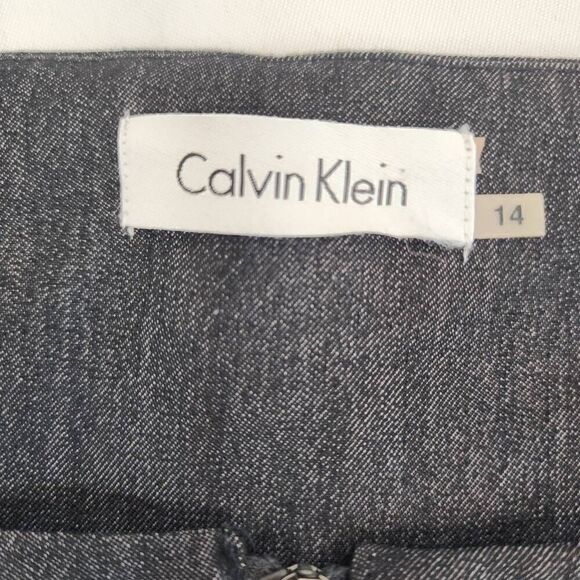 CALVIN KLEIN Size 14 Zip Front Sheath Dress  POCKETS! Sleeveless Career Grey S2 - Picture 5 of 6
